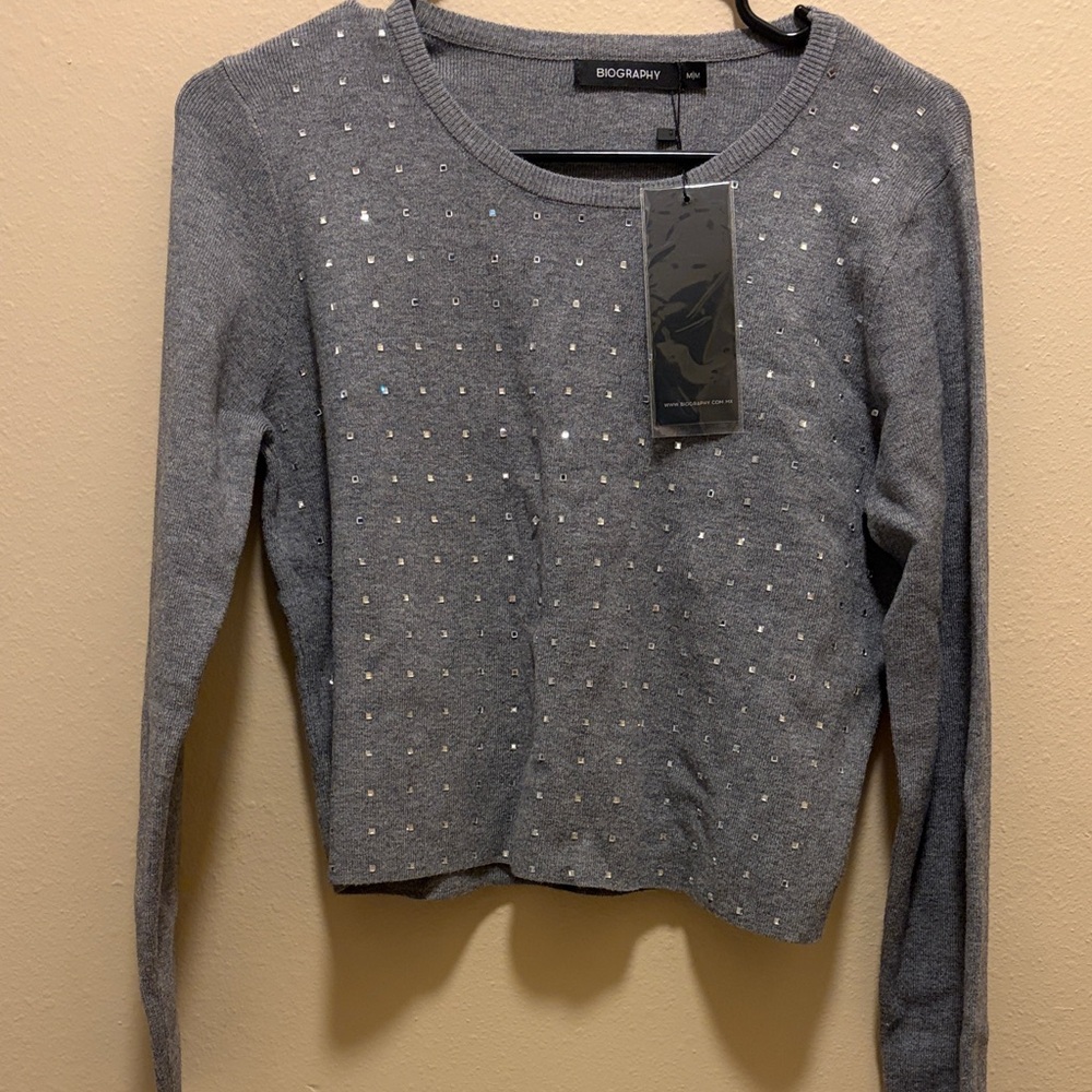 Gray Studded Women's Top